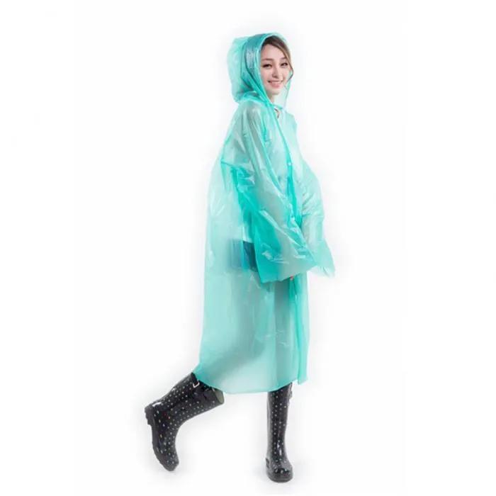 Fashion Women Transparent Raincoat Poncho Portable Environmental Light Raincoat Long Use Rain Coat