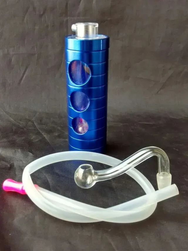 Hookah azul oco oco aço inoxidável tubo de água por atacado Bongos de vidro plataformas de óleo fumando