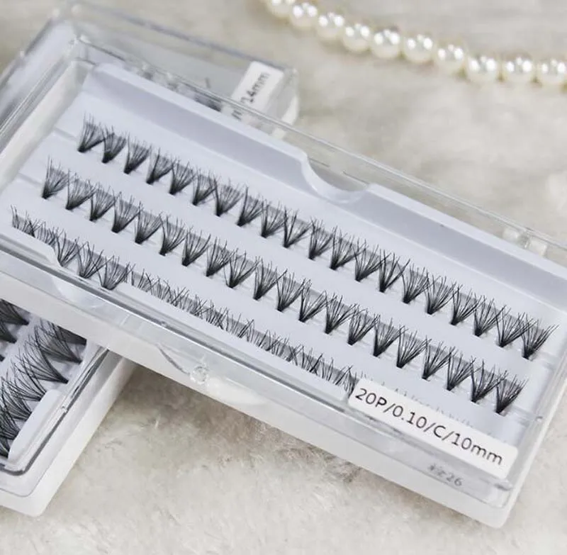 10d 60 buntar 20p 0.1mm Naturlig lång ryska volym Ögonfransförlängningar Mink Fake Eyelashes Förlängning Handgjorda Individuella ögonfransar