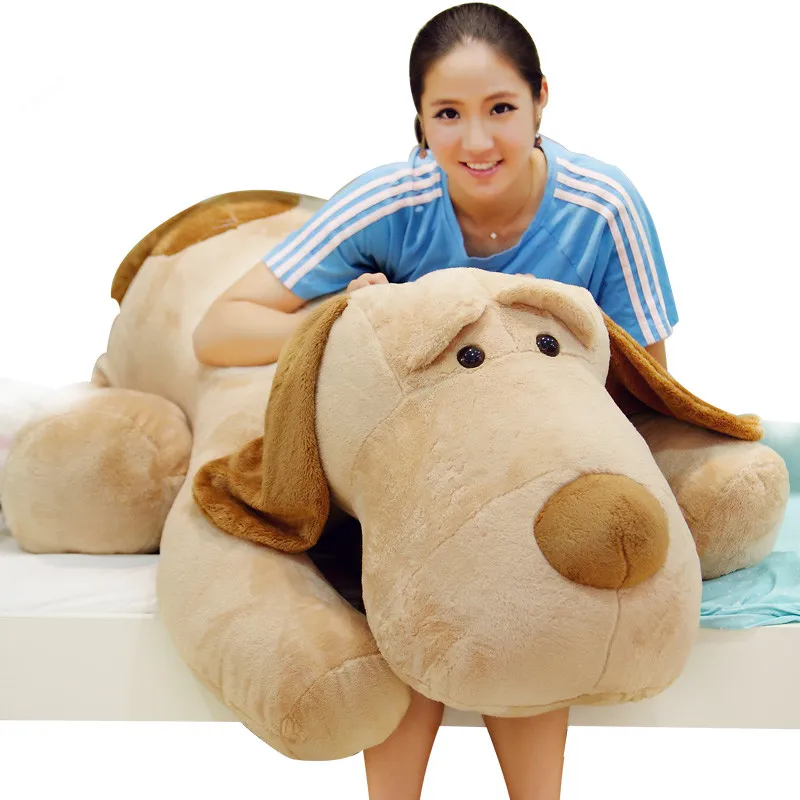 Jumbo chien à longues oreilles en peluche gros animaux oreiller mignon chiens endormis pour enfants anniversaire Saint Valentin cadeau 110cm 140cm DY50483