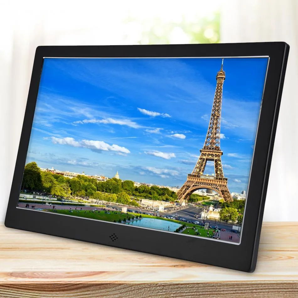 Livraison gratuite 12 "HD TFT LED en alliage d'aluminium cadre photo numérique calendrier réveil MP3/4 lecteur de film prise en charge carte SD / MMC / MS / USB