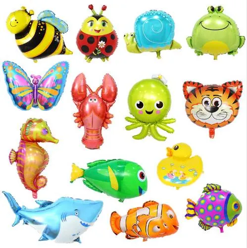 Children's Toy 32 types Large Cartoon Animal Foil Balloons Butterfly Ladybug Fish Tiger Ballons for Kids Birthday Party Decor