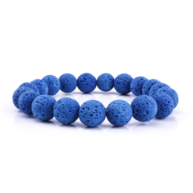 8mm Natural Preto Lava Pedra Bead Bracelet Pulseira de Difusor de Óleo Essencial Pulseira de Rocha Vulcânica Frisado