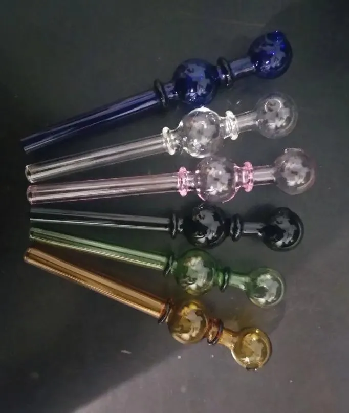 Color 2 wheel large bubble glass straight smoke pot Wholesale Glass bongs Oil Burner Glass Water Pipes Oil Rigs Smoking 