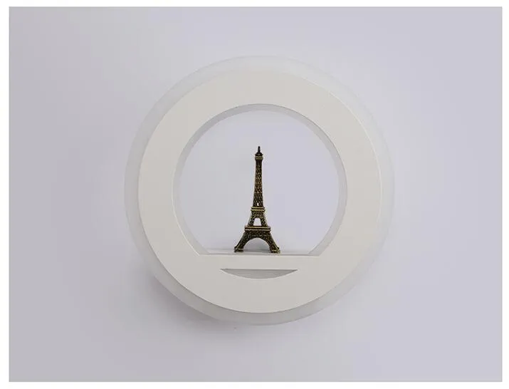 Led murale AC85-265V Tour Eiffel ronde en acrylique Lampe décorative d'intérieur pour Bedroom.Study, Foyer