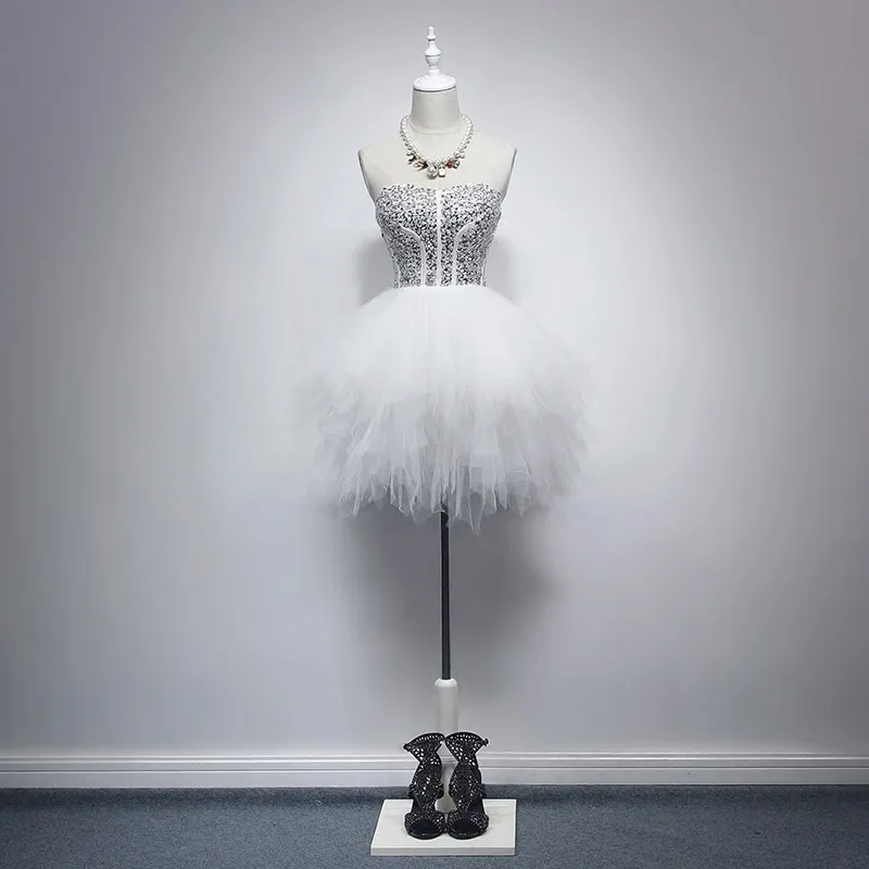 Strapless White Homecoming Dress, Short Tulle Ball... From Achive, $90.46