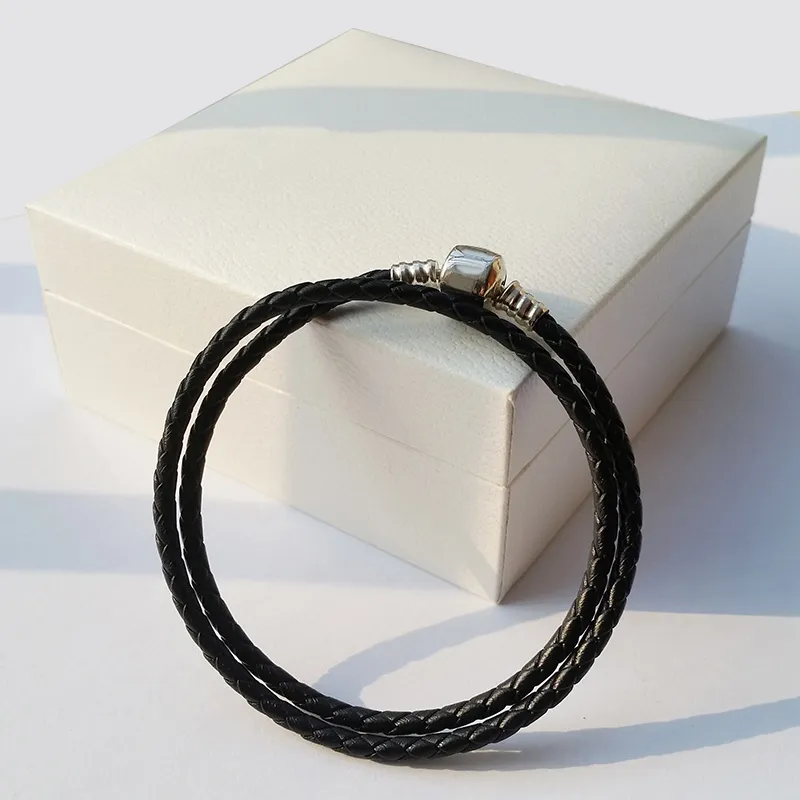 Branded Jewellery :: Pandora :: Pandora Bracelets :: Pandora Moments Double  Black Leather Bracelet