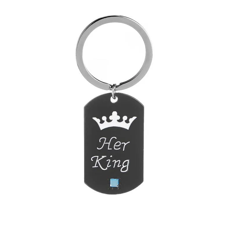 Alliances Couple LIESON - Acier Inoxydable 'Her King His Queen' - Boîte Cadeau Incluse - Homme 8mm Femme 6mm