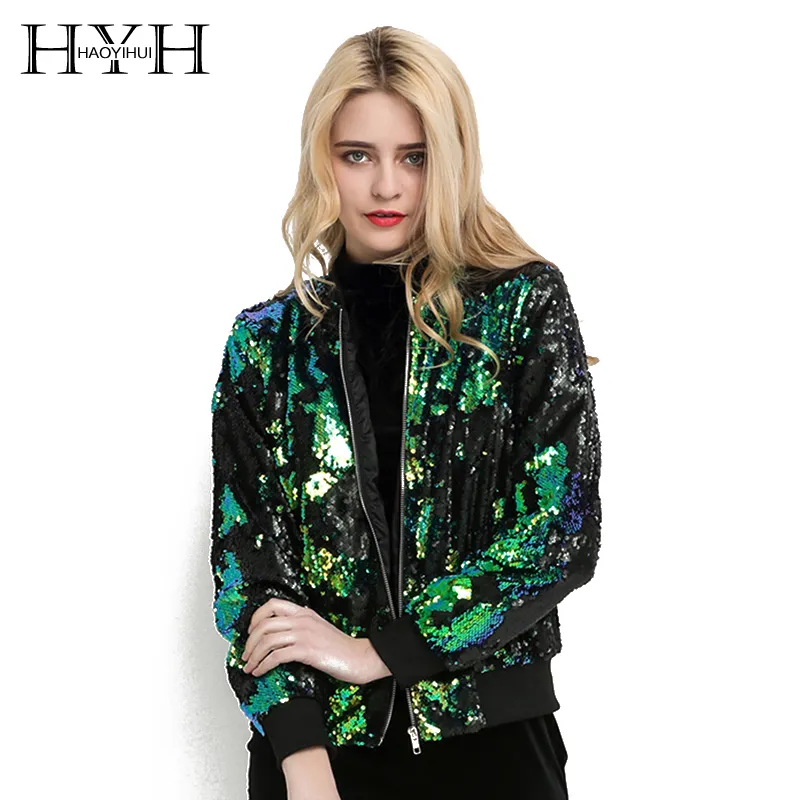 Ladies Sequin Jackets, Shimmering Green Tunic Coat, Casual Loose