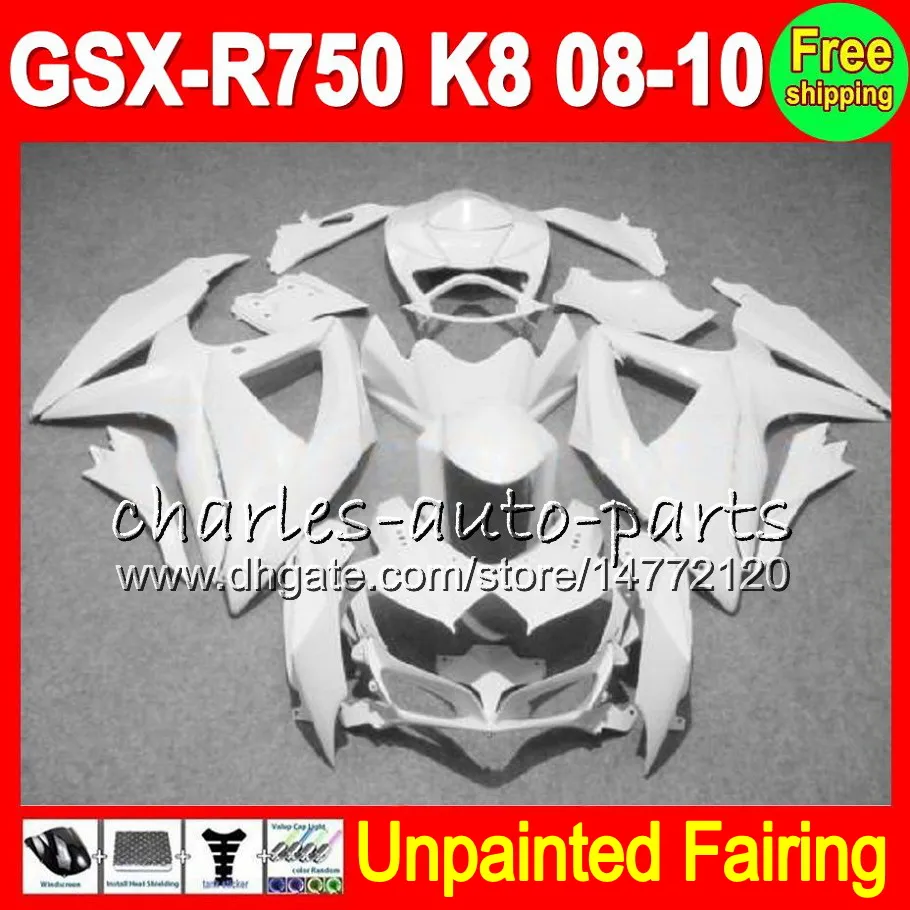 8GIFTS غير مصبوغ Full Trading Kit for Suzuki GSX-R600 / 750 GSXR600 GSXR750 GSXR 600 750 K8 08 09 10 2008 2009 2010 Fairings هيكل هيكل