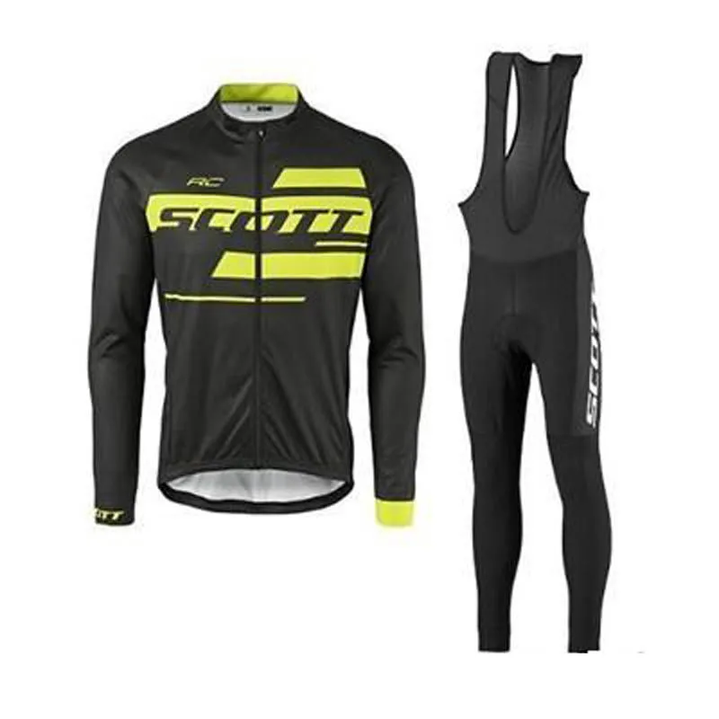 2019 Nowy Scott Team Cycling Długie Rękawy Jersey Spodnie Bib Set Męskie Szybkie Suche Ropa Ciclismo MTB Bike Clothing Racing Sportswear Y051317