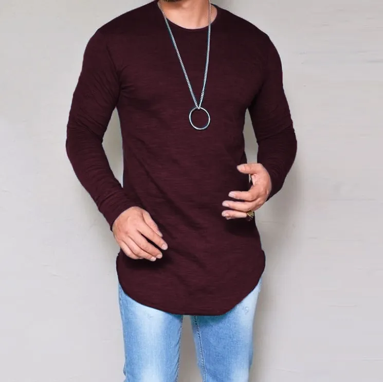 Plus Size S-4XL 5XL Summer&Autumn Fashion Casual Slim Elastic Soft Solid Long Sleeve Men T Shirts Male Fit Tops Tee
