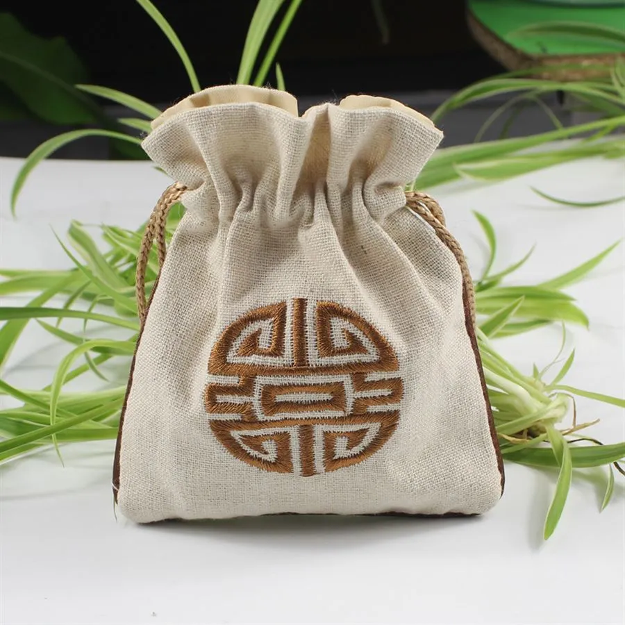 Doppelseitige Stickerei-Schmucktasche im chinesischen Nationalstil, Bodhi-Perlen-Armband-Ohrring-Halsketten-Beutel, ethnische exotische Aufbewahrung SN1385