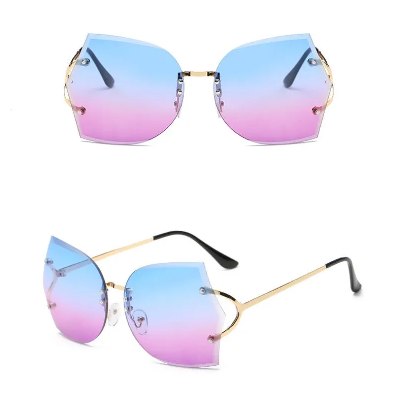 Rimless Polygonal Sunglasses Cool Design Sun Glasses Light Color Lenses Wholesale Eyewear Shop