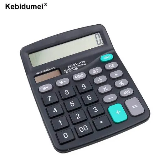 kebidumei Office Solar Calculator Commercial Tool Battery or Solar 2 in 1 Powered 12 Digit Electronic Calculator with Big Button