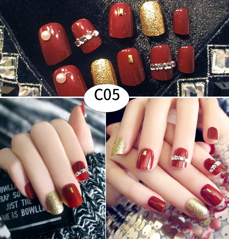 / ensemble brillant faux ongles brillant sexy mignon faux ongles courts longs