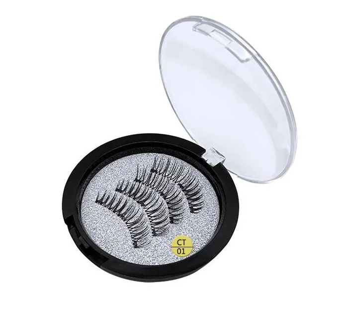 Hot sale three magnet 3D magnetic false eyelashes Natural hand-made 3 Magnetic False Eyelashes Eye lashes Beauty Makeup Accessories