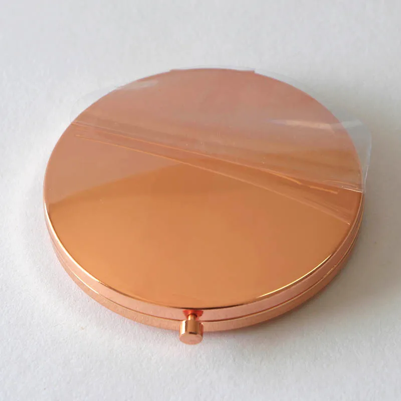 Llanura de alta calidad de oro rosa de doble cara espejo compacto viaje Dia 70mm /2.75inch / 