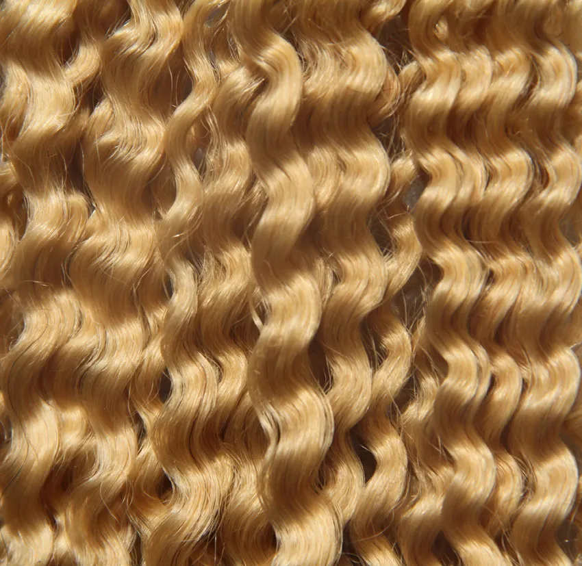 # 613 Bleach Blonde Kinky Curly Clip in Human Hair Extensions 10 sztuk Ustaw dziewiczy gruby klips w przedłużeniu włosów