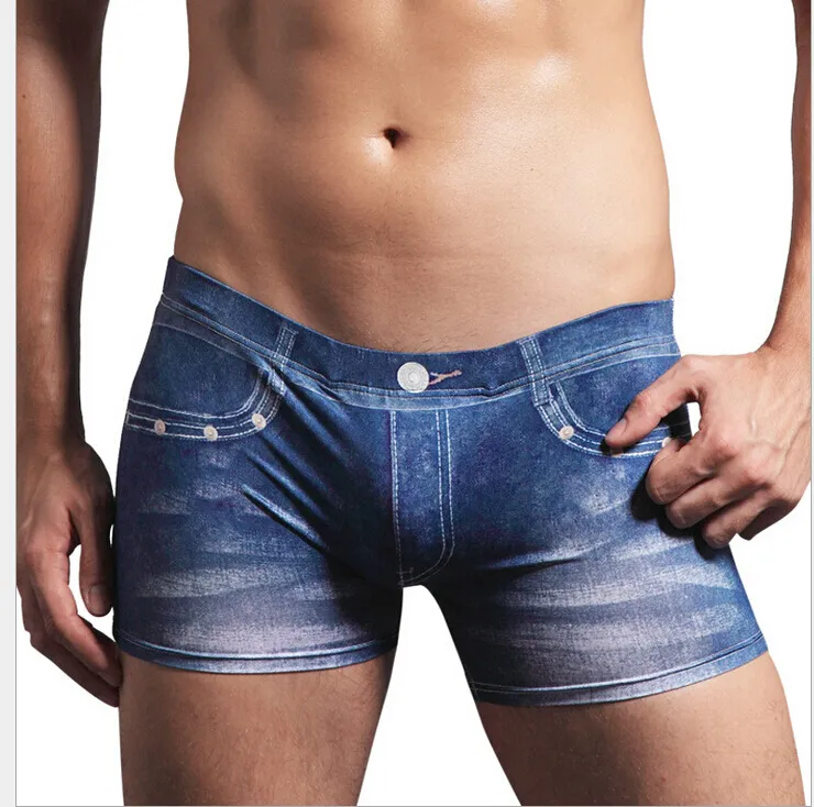 Atmungsaktive Slips Low Rise Sexy Neue Mode Blau Designer Männer Unterwäsche Unterhosen Plus Größe L-3XL