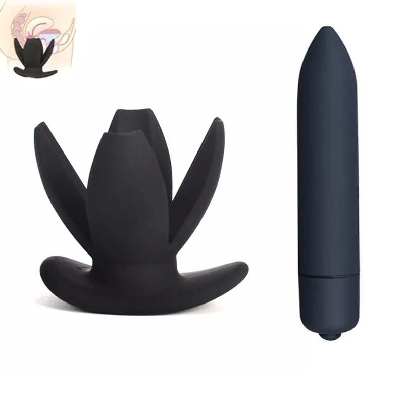 Crâne Anal Dilator Anal Plug 10 Mode Vibrant G-spot Bullet Vibrateur Buttplug Masseur De La Prostate Ass Agrandisseur Sexe Jouet pour Femme Y18102906