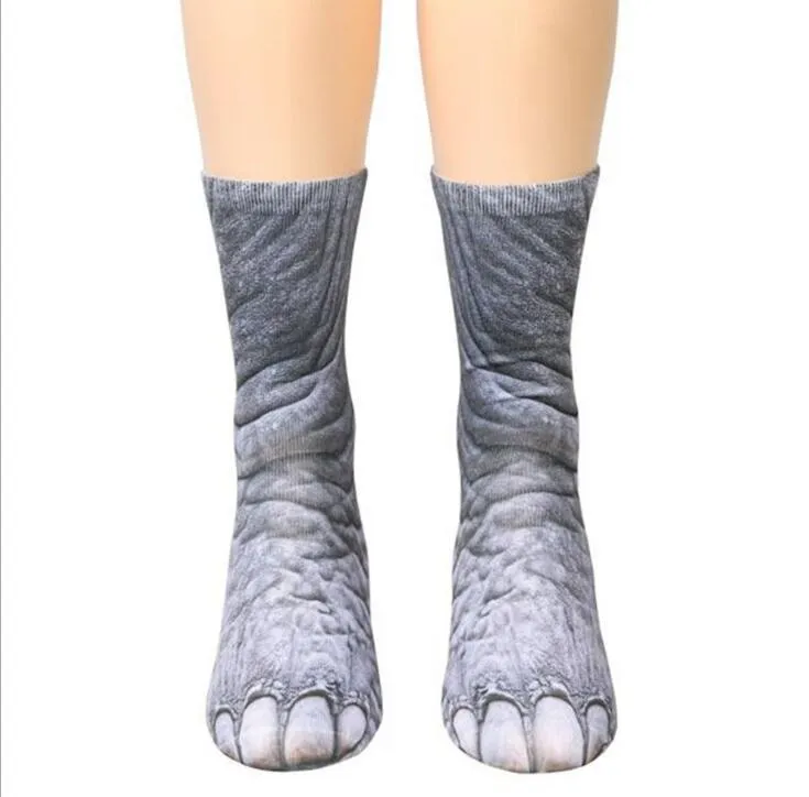 大人の動物の足の足プリントソックスユニセックスファッションアニマルクレートクリエイティブ3Dプリントスポーツティーンエイジャーデジタル印刷シミュレーションソックス