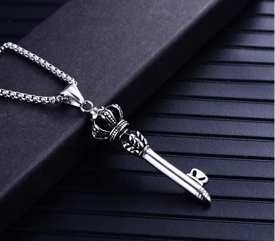 Retro Titanium Steel Crown Key Pendant For Men Hot Stainless Steel