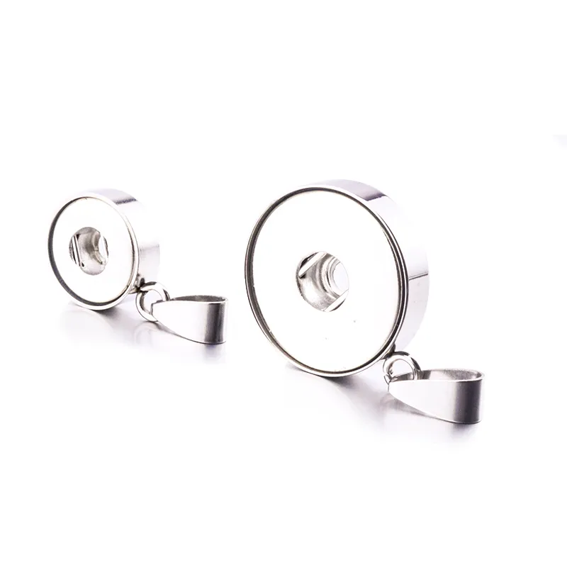 Stainless steel 12mm 18mm Snap Button Base Pendant Charms for DIY Snaps Buttons Earrings Necklace Bracelet Jewelry