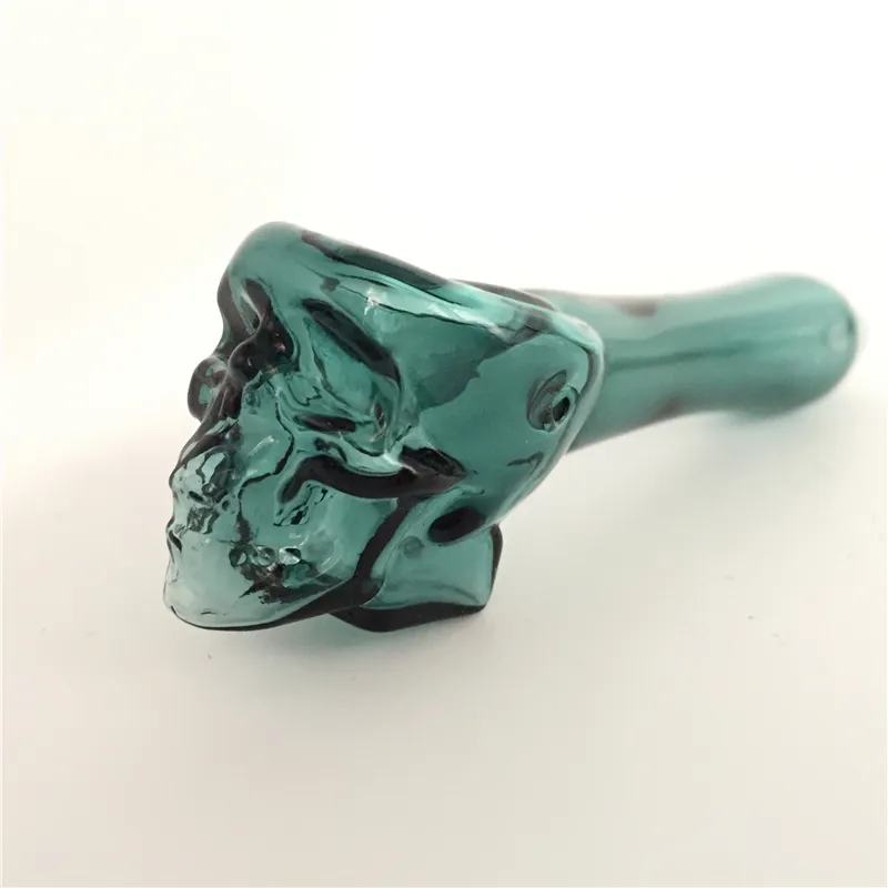 Pyrex Oil Burner Pipes Thick skull Smoking Hand spoon Pipe 3.93 inch Tobacco Dry Herb For Silicone Bong Glass Bubbler