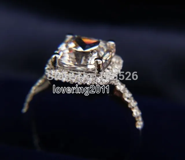 choucong Classy Brillian 3.0 Ct White Diamonique Cz 925 فضة خاتم الزواج Sz 5-11 الحرة الشحن