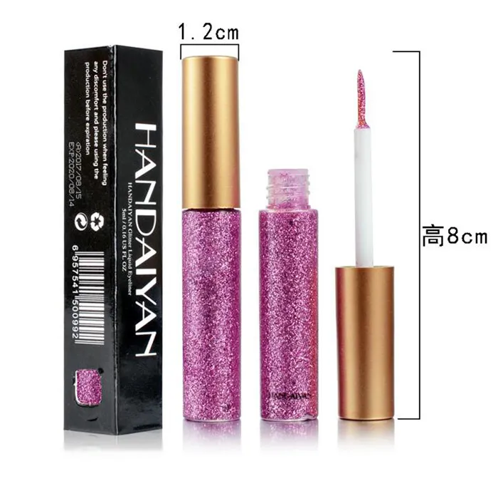 Nouveau maquillage handaiyan Glitter Liquid Eyeliner Pen 10 Couleurs Metallic Shine Eye Shadow Liner