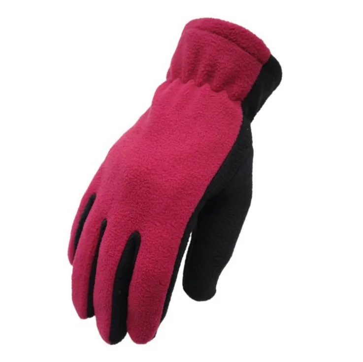 Wholesale 12 colors winter outdoor gloves men and women AB surface stitching fleece double velvet warm gloves