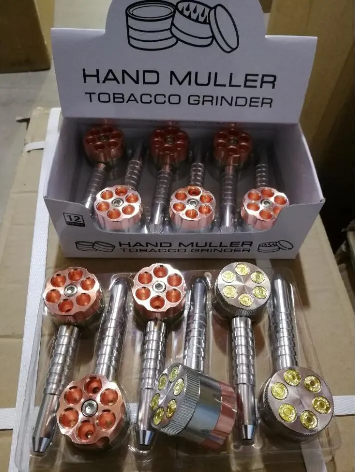 Display Box Smoking Pipe With Grinder Six Shooter Pipe With Grinders