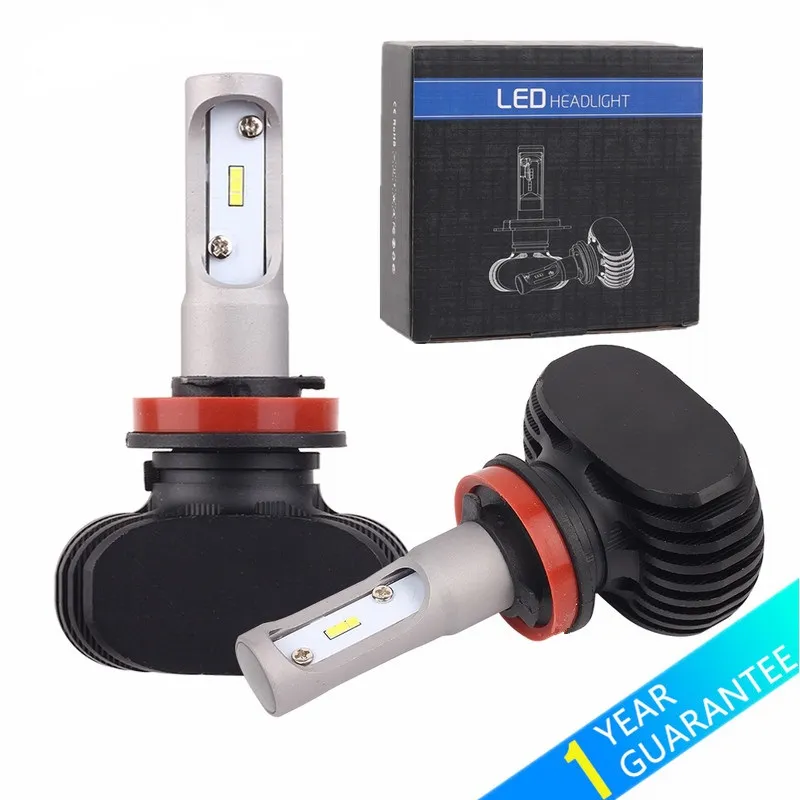 2 Adet S1 H11 H4 H7 LED Araba Far 8000LM 9005 9006 50 W 6000 K Beyaz Otomatik LED Ampul DRL Lambaları Araba Styling için