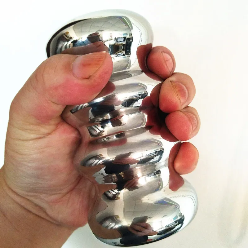 Schwerer Edelstahl-Analplug Palm Force Trainer Butt Stopper Handgehaltenes Metall-Sexspielzeug für Männer und Frauen HH8-1-80