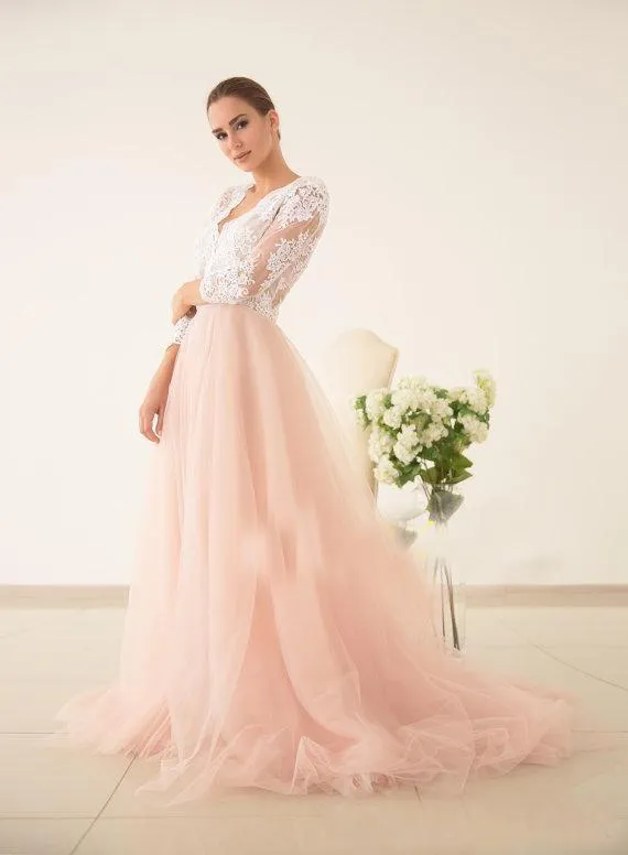 Modest best sale peach dress