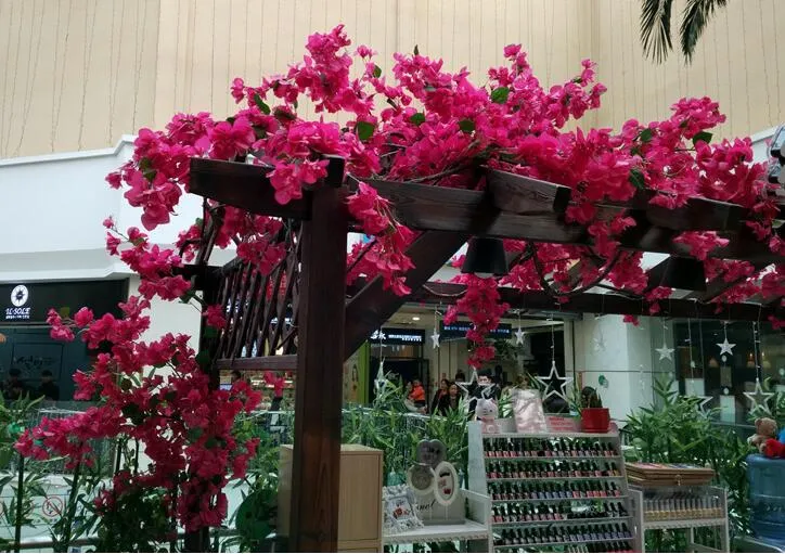 Fiori artificiali Big Cherry Blossom 46 pollici / 120 cm Long Bougainvillea Speetabilis può essere utilizzato decorativo wedding garden e centro commerciale SF011