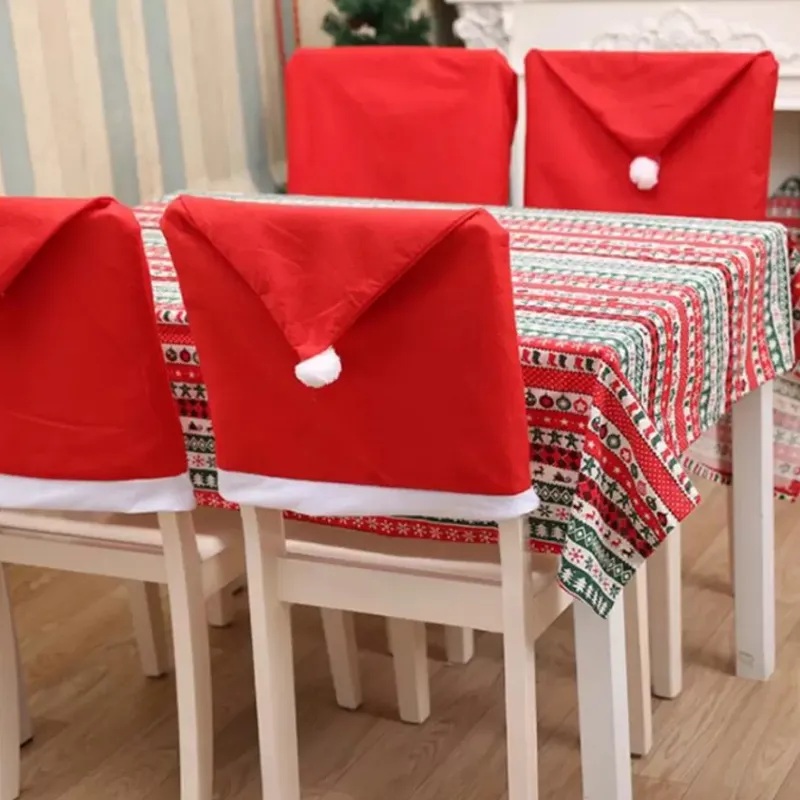 Дешево Красный нетканый рождественский стул крышка стула шляпа Санты шляпа рождественские отель столовая ткань свадебное украшение