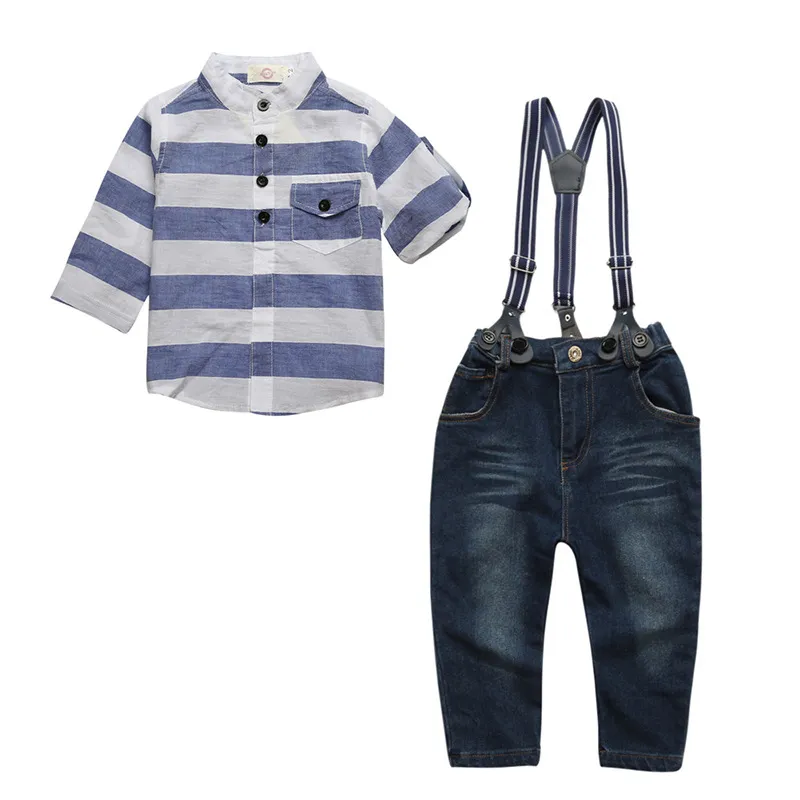 Kids Boys Clothing Suit Baby Boys Summer Striped shirt Gentleman Shirt Pants set Boys Clothes Outfits 2-7Y