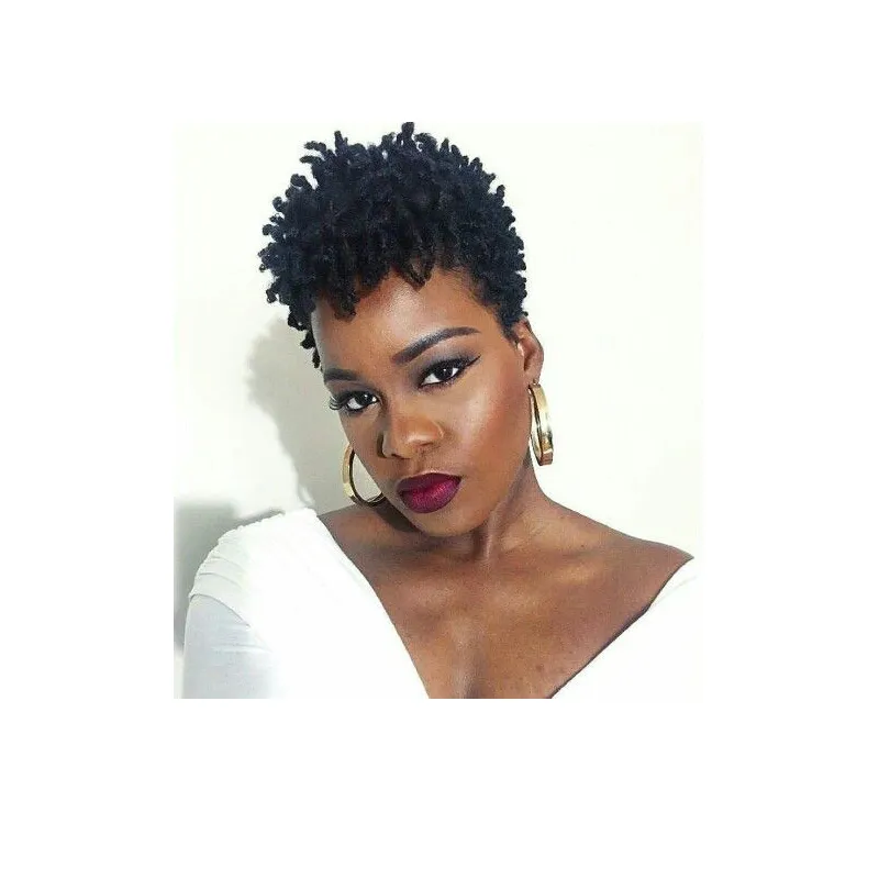 Hot Soft Black Short Kinky Curly Wig Brazilian Hair Simulation
