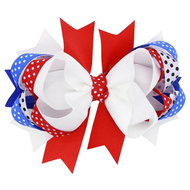 Spädbarn Populär Barn Huvudband National Day Hair Clip Hair Accessoarer Huvudbonad Baby Ribbon Bow Söt tjejer Hårstolar