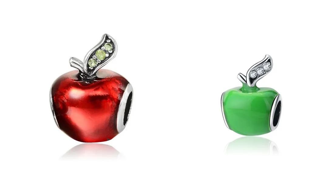 En gros Argent Charme Perles Rouge Vert Pomme Européenne Charmes Perle Fit Pandora Serpent Chaîne Bracelet Necklac Mode DIY Bijoux De Noël