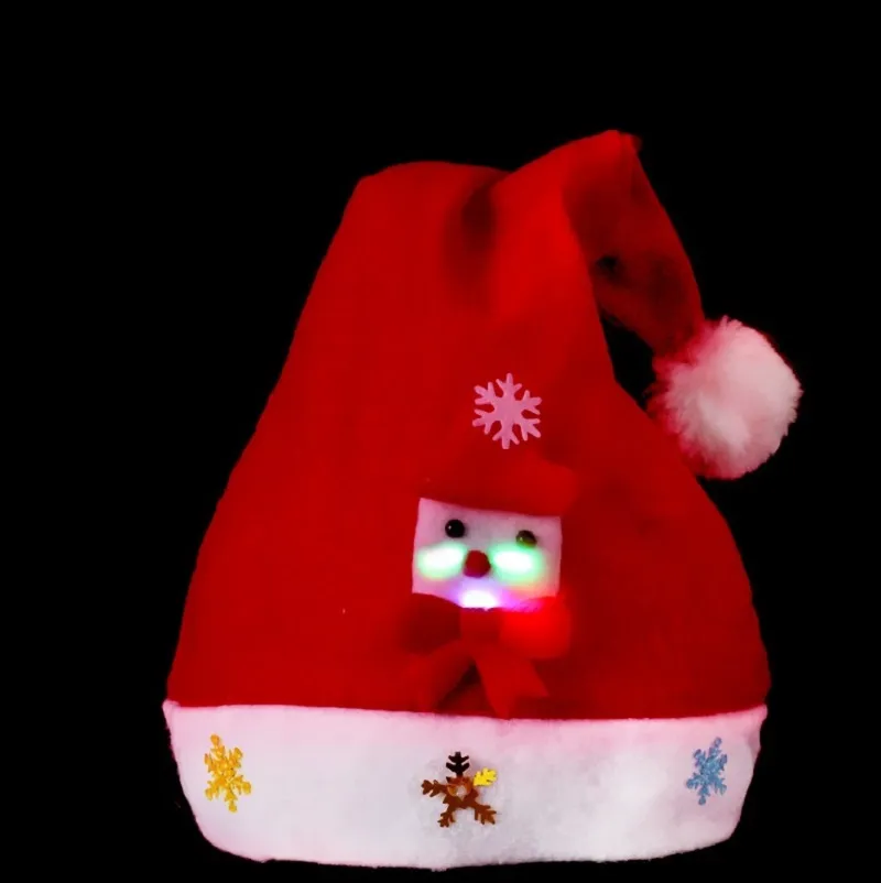LED Kids Weihnachtshut Weihnachtsfürst Erwachsener Mini Red Santa Claus Hirsch Party Dekor Weihnachtskappen Weihnachten Dxmas Schneeflocke Häkelhüte 