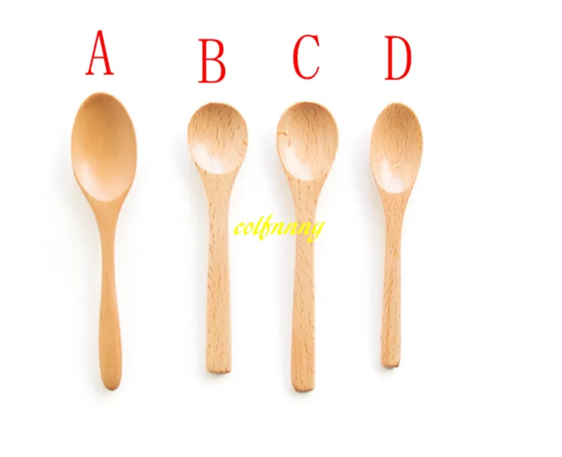 100pcs 11.5*2.5cm 12*3cm 12.8*3cm 13*3cm Kids Wooden Spoon Tableware Children Dining spoons Soup Tea Honey Coffee Wood Spoon