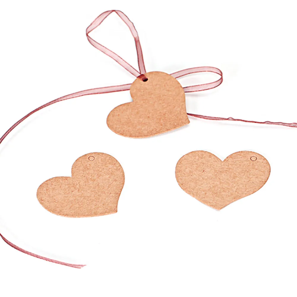 lot 454cm شكل قلب Kraft بطاقة زفاف لصالح هدية علامة DIY العلامة العلامة الحزب لصالح 3 ألوان