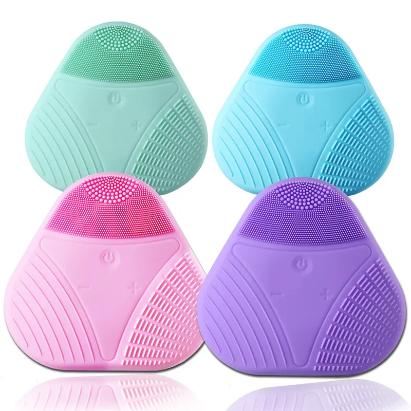 Silicone Electric Facial Cleansing Brush Mini Portable Ultrasonic Beauty Instrument Waterproof Face Cleaner Massager Blackhead Pore Cleanser