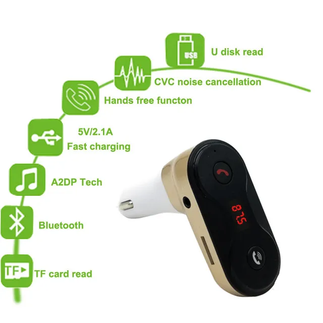 Bluetooth FM Transmitter for Car, Wireless Bluetooth Radio Transmitter Adapter with Hand-Free Calling Bluetooth Car Kit with USB Car Charger