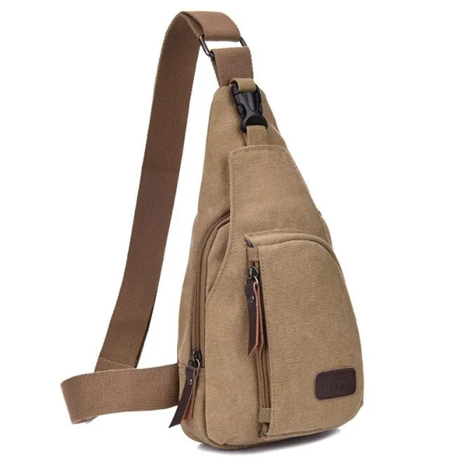 Casual Men Canvas Chest Packs Travel College Fickor Messenger Shoulder Back Outdoor Fitness Workout Sling Bröstuppsamling Bag Ryggsäck