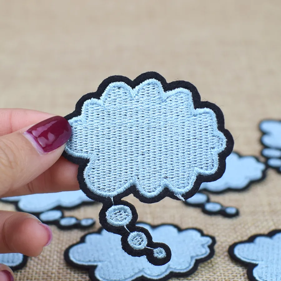 Diy Blue Clouds Patches for Clothing Applique Embroidery Iron-on Kids Clothing Transfer Applique Patch for Sewing Patches Ac282C