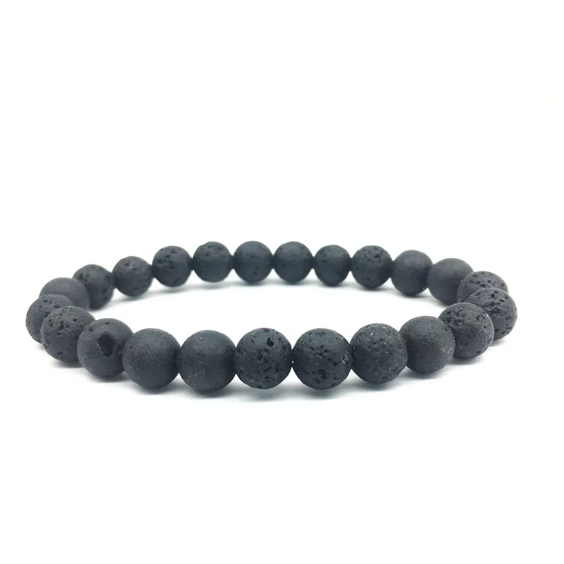 Bracelet Pierre de lave - Perles 8mm Cordon ajustable